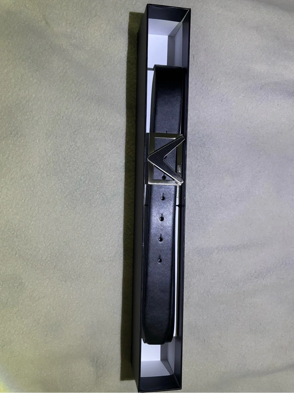 NEW Men’s Callaway Black Belt with Brushed Silver Geometric Buckle
